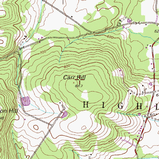 Topographic Map of Carr Hill, PA