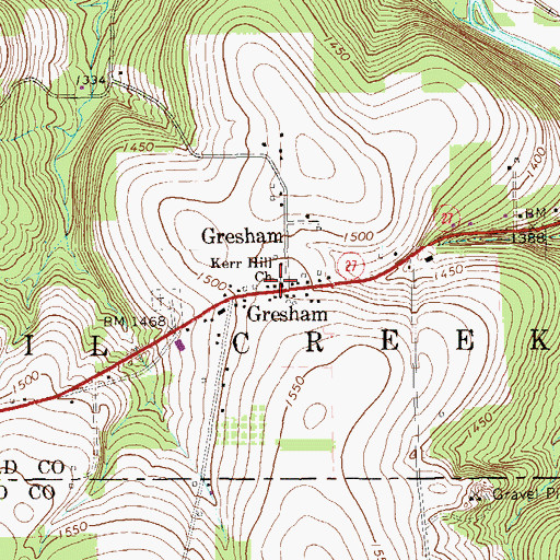 Topographic Map of Kerr Hill Church, PA