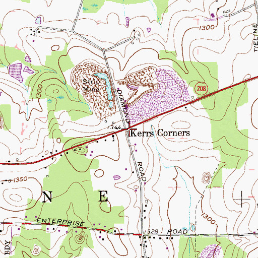 Topographic Map of Kerrs Corners, PA
