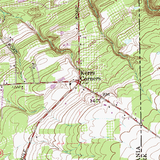Topographic Map of Kerrs Corners, PA