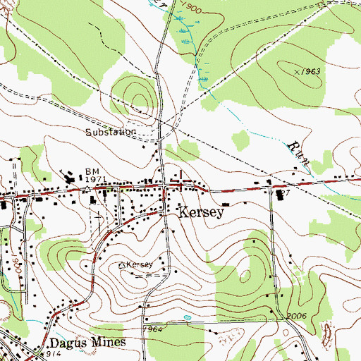 Topographic Map of Kersey, PA