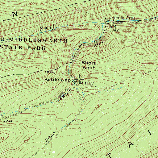 Topographic Map of Kettle Gap, PA