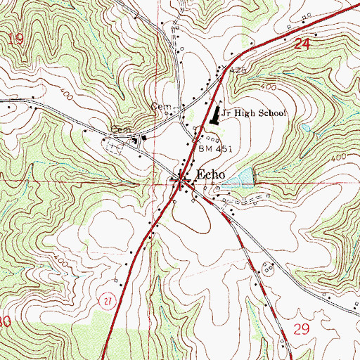 Topographic Map of Echo, AL