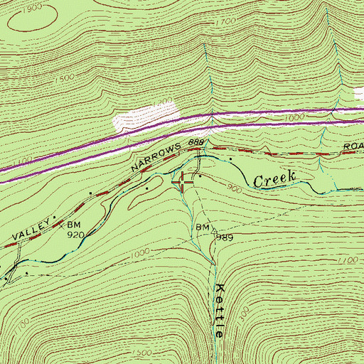 Topographic Map of Kettle Hole, PA