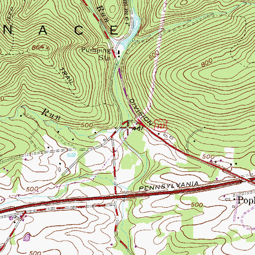 Topographic Map of Kettle Run, PA
