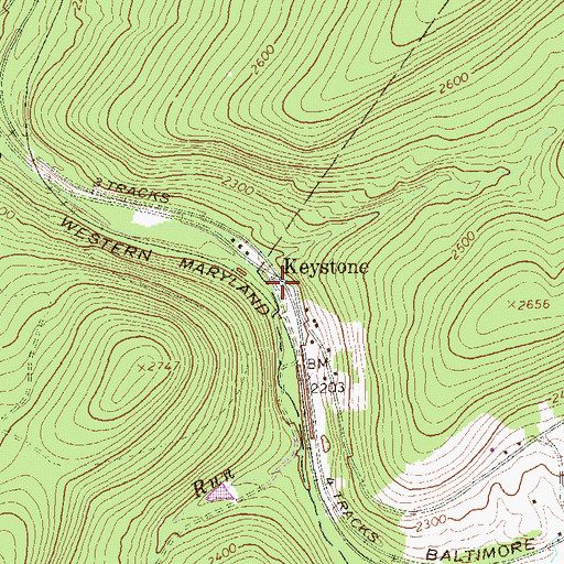 Topographic Map of Keystone, PA