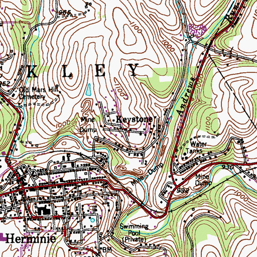Topographic Map of Keystone, PA
