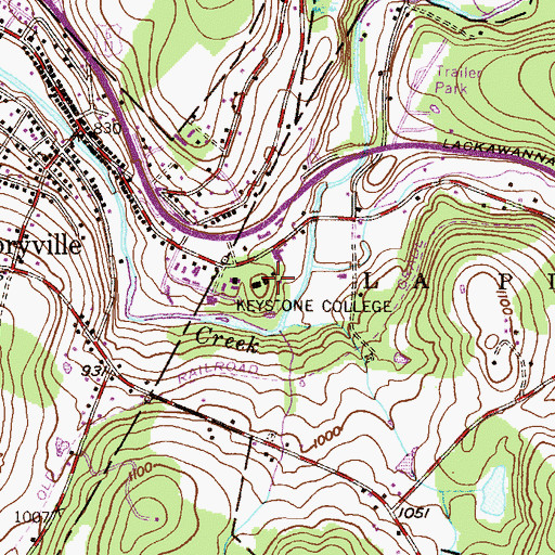 Topographic Map of Keystone College, PA