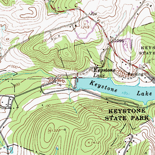 Topographic Map of Keystone Lake, PA