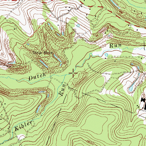 Topographic Map of Kibler Run, PA