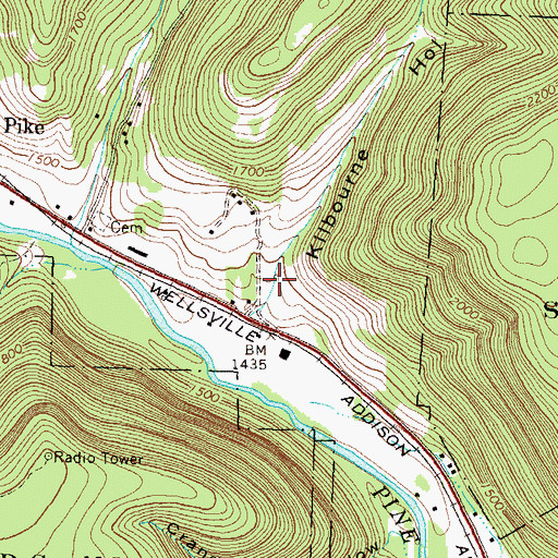 Topographic Map of Kilbourne Hollow, PA