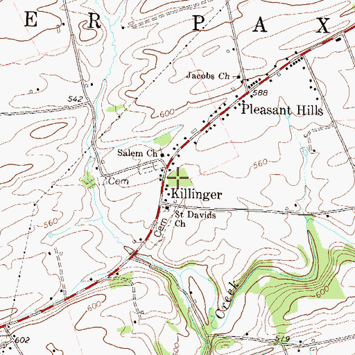 Topographic Map of Killinger, PA