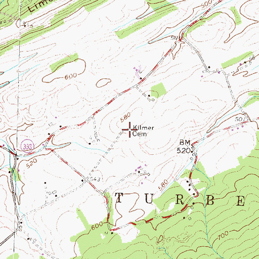 Topographic Map of Kilmer Cemetery, PA