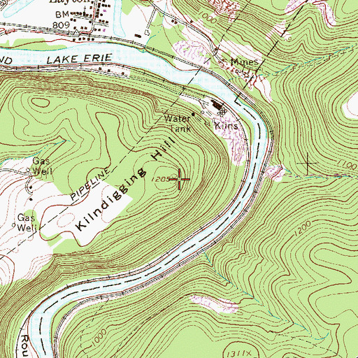 Topographic Map of Kilndigging Hill, PA