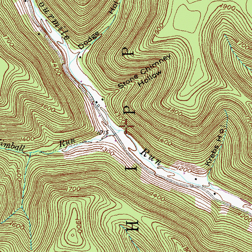 Topographic Map of Kimball Run, PA