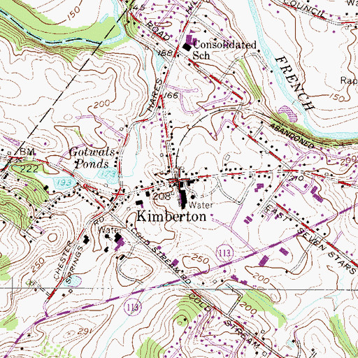 Topographic Map of Kimberton, PA