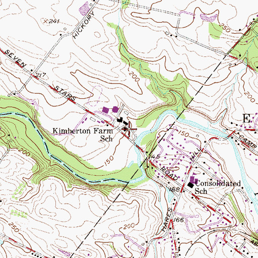 Topographic Map of Kimberton Farm School, PA