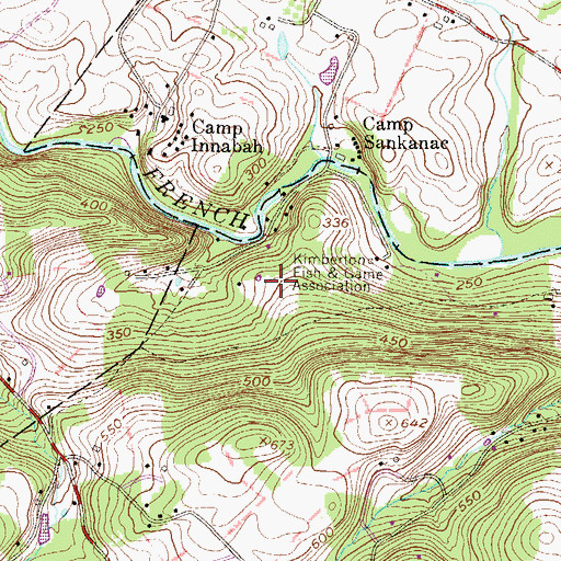 Topographic Map of Kimberton Fish and Game Association, PA