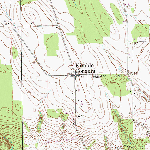 Topographic Map of Kimble Corners, PA