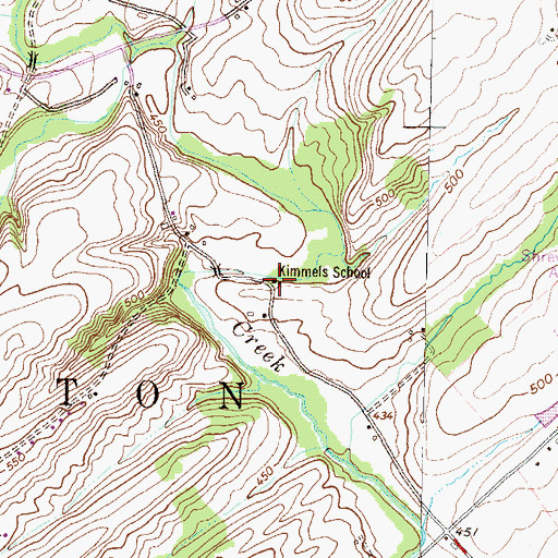 Topographic Map of Kimmels School, PA
