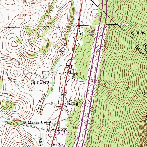 Topographic Map of King, PA