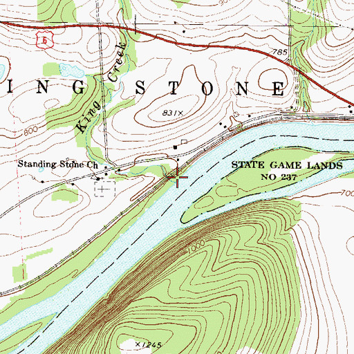 Topographic Map of King Creek, PA