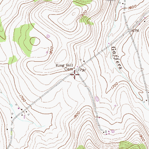 Topographic Map of King Hill Cemetery, PA