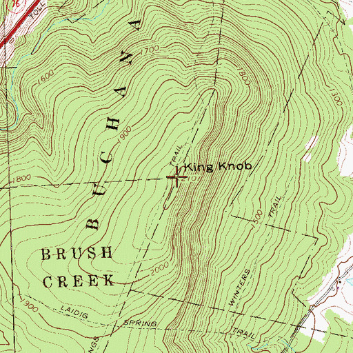 Topographic Map of King Knob, PA