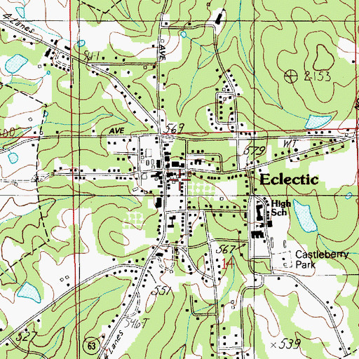 Topographic Map of Eclectic, AL