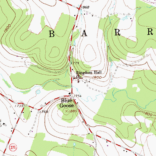 Topographic Map of Kingdom Hall Church, PA