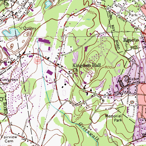 Topographic Map of Kingdom Hall Church, PA