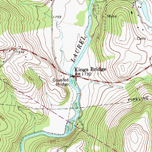 Topographic Map of Kings Bridge, PA