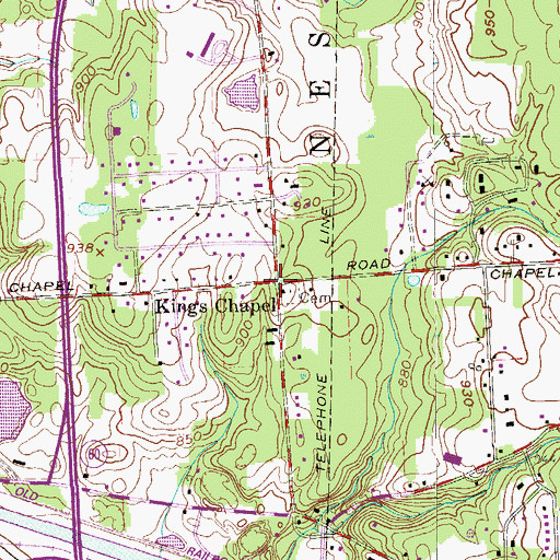 Topographic Map of Kings Chapel, PA