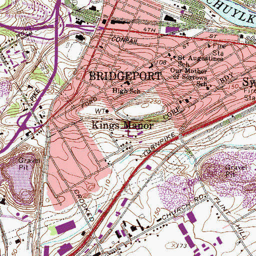 Topographic Map of Kings Manor, PA