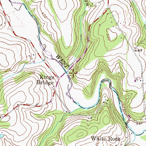 Topographic Map of Kings Run, PA