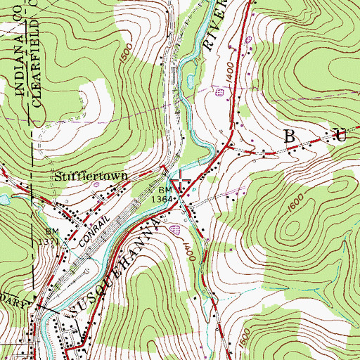 Topographic Map of Kings Run, PA