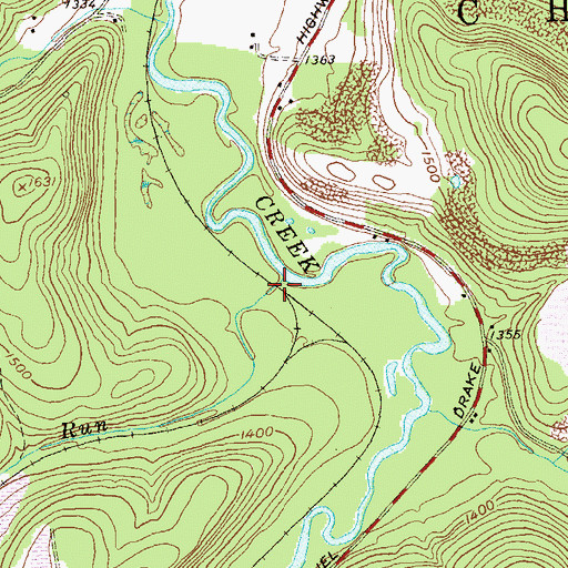 Topographic Map of Kings Run, PA
