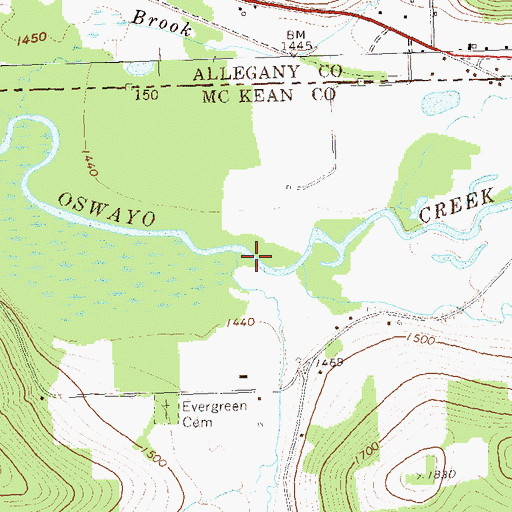 Topographic Map of Kings Run, PA