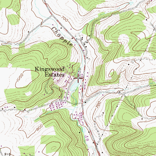 Topographic Map of Kingswood Estates, PA