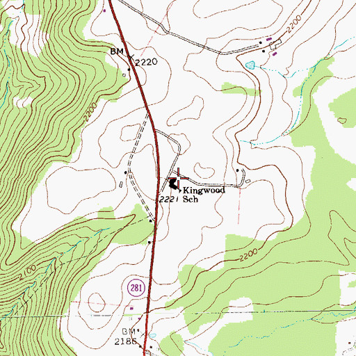 Topographic Map of Kingwood School, PA