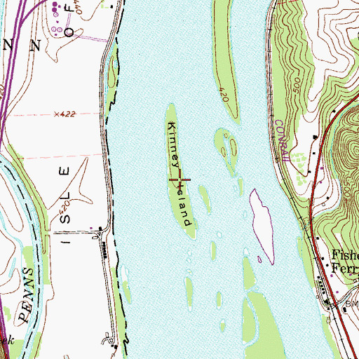Topographic Map of Kinney Island, PA