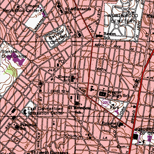 Topographic Map of Kinsey School, PA