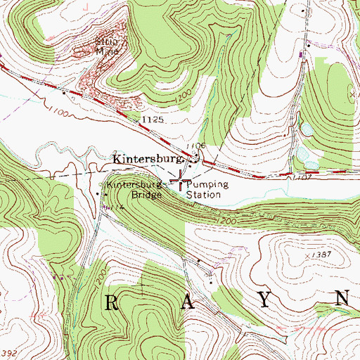 Topographic Map of Kintersburg Covered Bridge, PA