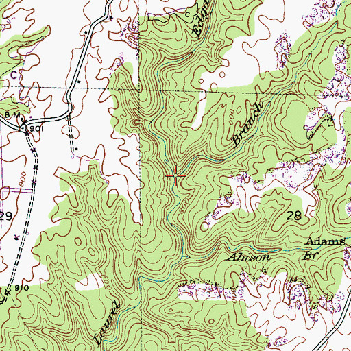 Topographic Map of Edgar Branch, AL