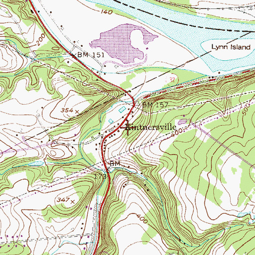 Topographic Map of Kintnersville, PA