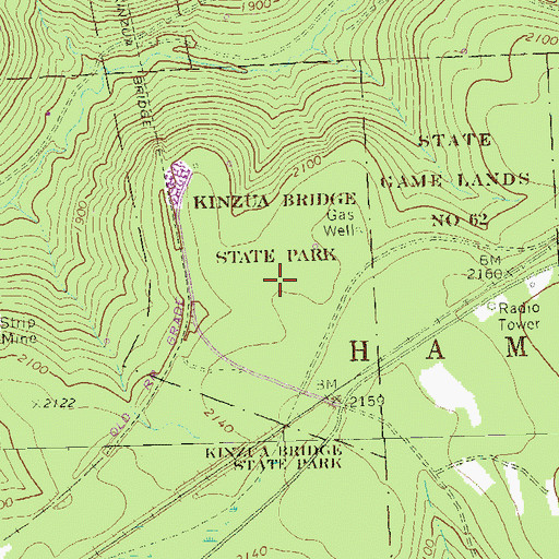Topographic Map of Kinzua Bridge State Park, PA