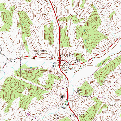 Topographic Map of Kirby, PA