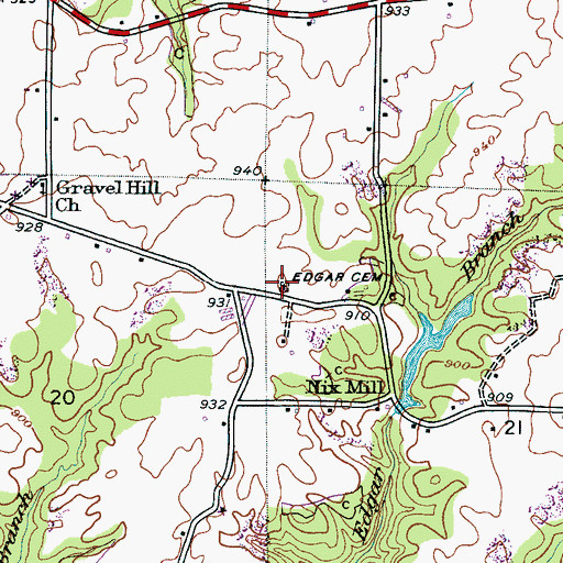 Topographic Map of Edgar Cemetery, AL