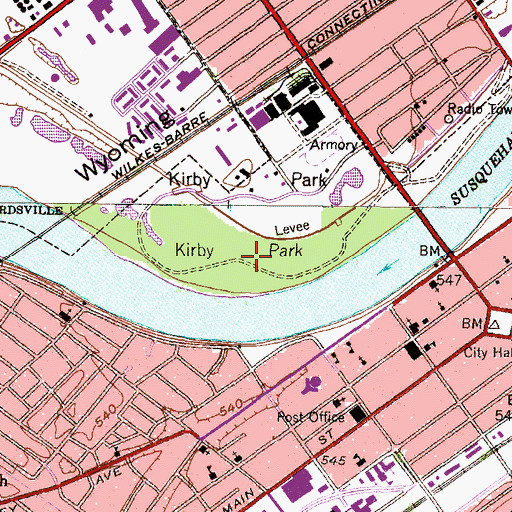 Topographic Map of Kirby Park, PA