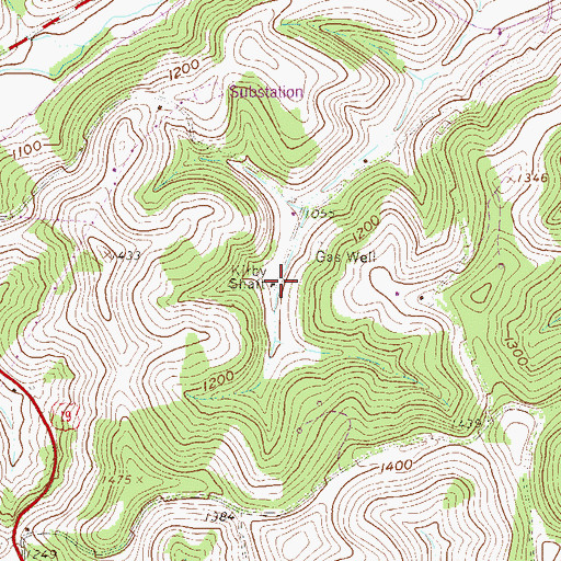 Topographic Map of Kirby Shaft, PA